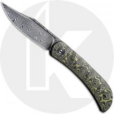 CIVIVI Appalachian Drifter C2015DS-3 - Black Damascus Clip Point - Layered Yellow G10 / Rose Pattern CF - Slip Joint Folder