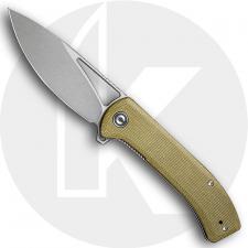 CIVIVI Riffle C2024B - Gray Stonewash 14C28N Drop Point - Olive Micarta - Liner Lock Flipper Folder