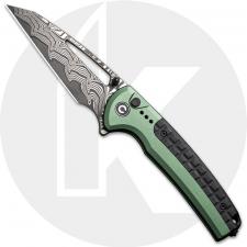 CIVIVI Sentinel Strike C22025B-DS1 Knife - Damascus Reverse Tanto - Green Aluminum - Flipper Folder