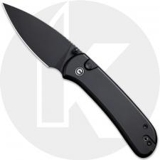 CIVIVI Qubit C22030E-1 Knife - Black Stionewashed 14C28N Drop Point - Black Aluminum