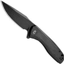CIVIVI Baklash Knife C801I - Black Stonewash Drop Point - Black G10 and Carbon Fiber - Liner Lock Flipper Folder