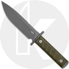 Zero Tolerance Fixed Blade Field Knife - 6 Bead Blast with Clear Cerakote - Olive G10 Handle - Kydex Sheath