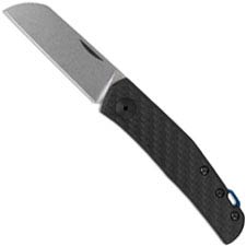 ZT 0230 Knife - Jens Anso Slip Joint Gents Knife - CPM 20CV Sheepfoot - Black Carbon Fiber with Blue Aluminum