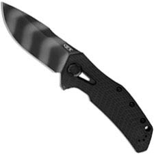 Zero Tolerance 0308BLKTS - BlackWash Tiger Stripe Drop Point - Black G10 and DLC Ti - Frame Lock - KVT Flipper Folder