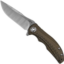 Zero Tolerance 0609 Knife RJ Martin Drop Point Flipper Folder Bronze Titanium Handle