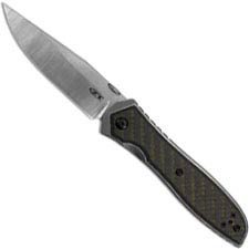Zero Tolerance 0640 Knife Ernest Emerson EDC Clip Point Blade, Titanium and Green Carbon Fiber Frame Lock Folder