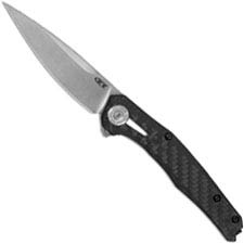 Zero Tolerance 0707 - Stonewash 20CV Drop Point - Carbon Fiber / Stonewash Ti - KVT Flipper Folder - USA Made