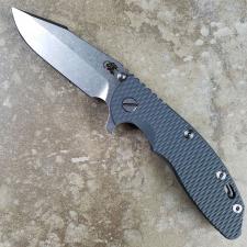 Rick Hinderer XM-18 Knife 3.5 Inch Stonewash Harpoon Spanto Gray G10 Frame Lock Flipper