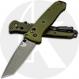 Benchmade Bailout 537GY-1 Knife - Plain Edge Gray M4 Tanto - Woodland Green Aluminum - AXIS Lock Folder - USA Made
