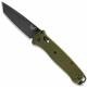 Benchmade Bailout 537GY-1 Knife - Plain Edge Gray M4 Tanto - Woodland Green Aluminum - AXIS Lock Folder - USA Made