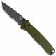 Benchmade Bailout 537SGY-1 Knife - Part Serrated Gray M4 Tanto - Woodland Green Aluminum - AXIS Lock Folder - USA Made