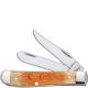 Case Mini Trapper Knife, Carved Persimmon Orange Bone, CA-22087