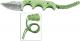 CRKT Minimalist Bowie Gears - 2387G - Alan Folts - Neck Knife - Clip Point Fixed Blade - Finger Grooved Glow in the Dark Handle