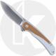 CRKT Padawan 6070 Knife - Brushed 14C28N Drop Point - Stainless Steel with Brown Micarta Inlay - Frame Lock Flipper Folder