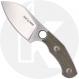 GiantMouse GMF1-MG Fixed Blade Knife - Satin CPM MagnaCut Modified Drop Point - Green Canvas Micarta - Leather Sheath