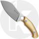 GiantMouse GMF1-XL Fixed Blade Knife - Satin Elmax Modified Drop Point - Brass - Leather Sheath