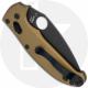 MODIFIED Spyderco Manix 2 Knife with Black DLC Blade + AWT Linerless Manix FDE Scales + Light Spring Kit