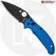 MODIFIED Spyderco Manix 2 Knife with Black DLC Blade + AWT Linerless Manix Cobalt Blue Scales + Light Spring Kit