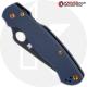 MODIFIED Spyderco Paramiliary 2 Knife - Black DLC - Exclusive AWT Smooth Midnight Blue Scales - Bronze Titanium Hardware
