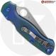 MODIFIED Spyderco Paramiliary 2 Knife - Satin Blade - AWT Agent Custom Anodized Scales - Blue Titanium Hardware