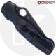 MODIFIED Spyderco Para Military 2 Knife with Black DLC Blade + KP Blue Swirl Carbon Fiber Scales