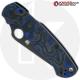 MODIFIED Spyderco Para Military 2 Knife with Black DLC Blade + KP Blue Swirl Carbon Fiber Scales