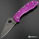 MODIFIED Spyderco Delica 4 - Acid Wash - Regrind - Purple Handle/Green Backspacer