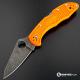 MODIFIED Spyderco Delica 4 - Acid Wash - Regrind - Orange Handle/Black Backspacer