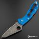 MODIFIED Spyderco Delica 4 - Acid Wash - Regrind - Blue Handle/Gray Backspacer