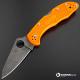 MODIFIED Spyderco Delica 4 - Acid Wash - Regrind - Orange Handle/Blue Backspacer