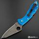 MODIFIED Spyderco Delica 4 - Acid Wash - Regrind - Blue Handle/Orange Backspacer