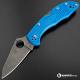 MODIFIED Spyderco Delica 4 - Acid Wash - Regrind - Blue Handle/Orange Backspacer