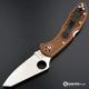 MODIFIED Spyderco Delica 4 - Regrind - Brown Handle