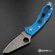 MODIFIED Spyderco Delica 4 - Acid Wash - Regrind - Blue Handle/Black Backspacer