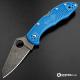 MODIFIED Spyderco Delica 4 - Acid Wash - Regrind - Blue Handle/Black Backspacer