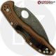 MODIFIED Spyderco Delica 4 - Wharncliffe - Acid Wash - Brown Handle