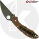 MODIFIED Spyderco Delica 4 - Wharncliffe - Acid Wash - Brown Handle