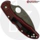 MODIFIED Spyderco Delica 4 - The Ron Burgundy - Wharncliffe - Acid Wash - Rit Dyed Handle
