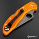 MODIFIED Spyderco Delica 4 - Acid Wash -  Orange Handle/Blue Backspacer