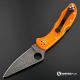 MODIFIED Spyderco Delica 4 - Acid Wash -  Orange Handle/Blue Backspacer