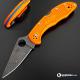 MODIFIED Spyderco Delica 4 - Acid Wash -  Orange Handle/Blue Backspacer