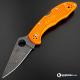 MODIFIED Spyderco Delica 4 - Acid Wash -  Orange Handle/Blue Backspacer