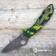MODIFIED Spyderco Delica 4 - S30V - Acid Wash - Regrind - Yellow Zome - Very Limited
