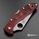 MODIFIED Spyderco Delica 4 - S30V - Acid Stonewash - Regrind - Red and Black Zome - Rit Dye Handle