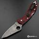 MODIFIED Spyderco Delica 4 - S30V - Acid Stonewash - Regrind - Red and Black Zome - Rit Dye Handle