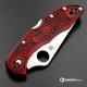 MODIFIED Spyderco Delica 4 - Satin VG10 - Red and Black Zome - Rit Dye Handle