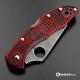 MODIFIED Spyderco Delica 4 - VG10 - Acid Stonewash - Regrind - Red and Black Zome - Rit Dye Handle