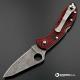 MODIFIED Spyderco Delica 4 - VG10 - Acid Stonewash - Regrind - Red and Black Zome - Rit Dye Handle