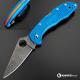 MODIFIED Spyderco Delica 4 - Acid Wash -  Blue Handle/Orange Backspacer