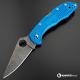 MODIFIED Spyderco Delica 4 - Acid Wash -  Blue Handle/Orange Backspacer